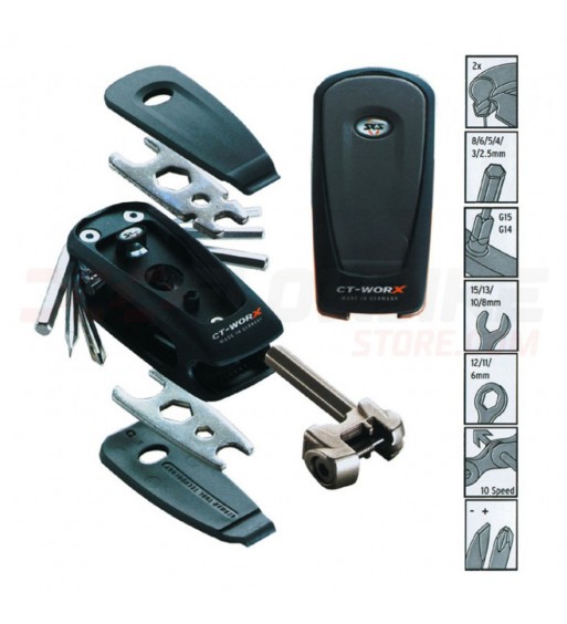 SKS CT-Worx 20 Fonctions – Outil Multifonction Vélo Avec Démonte-chaîne, Clés Allen 2,5-6mm, Clés 8-15mm, Et Rayons