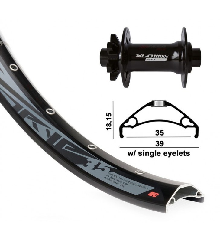 Ruota Anteriore Completa Per Bici 27.5" Con Disco - Con Cuscinetti, Colore Nero, Marca Gurpil